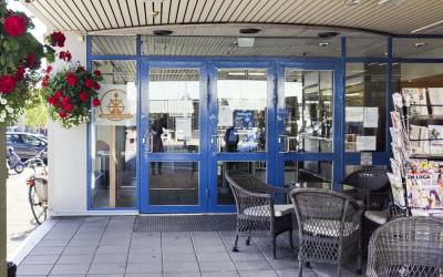 Uudenkaupungin kirjaston väistötilat osoitteessa Rauhankatu 4. 