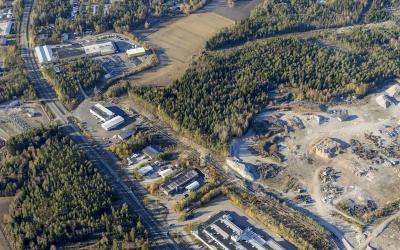 Ilmakuva Kantatie 43, Yrittäjätien liittymän alue