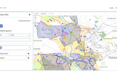 Kuvakappaus Raari-verkkosivun karttanäkymästä ja hakupalkista