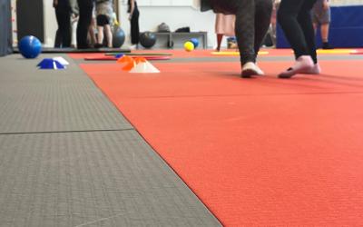 lapsia leikkimässä budosalissa