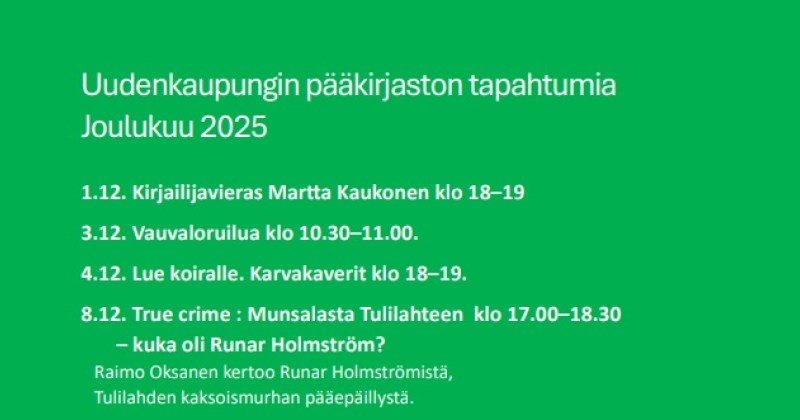 Pääkirjaston tapahtumalistauksen alkua